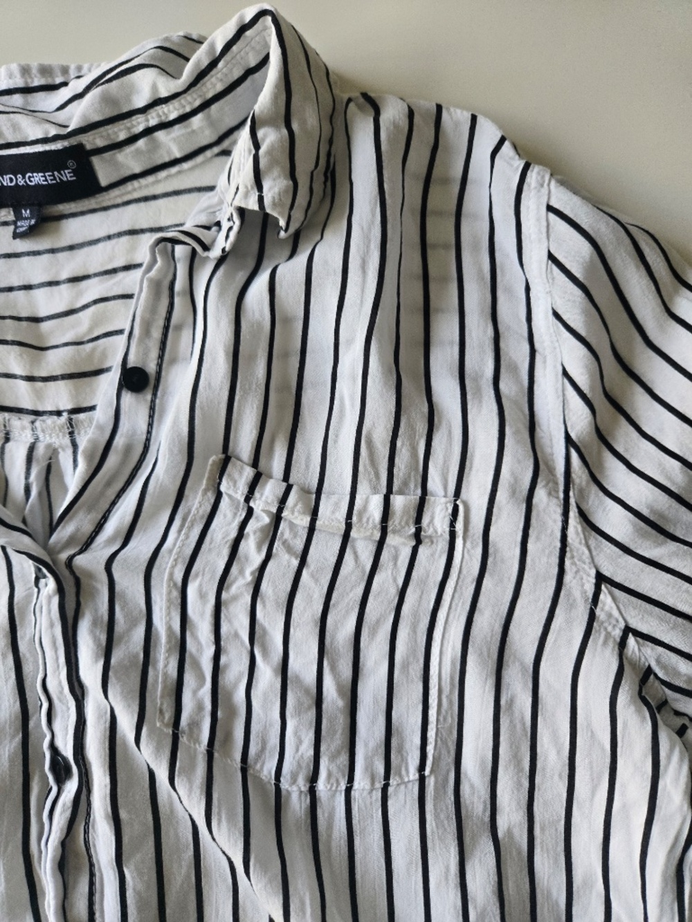 Grand & Greene Striped White/Black Button-Down Shirt - Picture 11 of 13